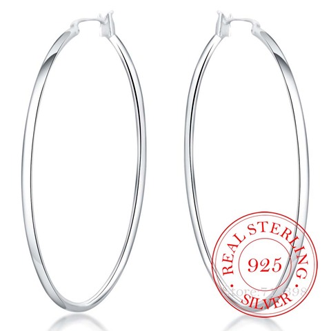 100% de Plata de Ley 925 pendientes de argolla plateados coreano Big suave círculo Vintage pendientes para las mujeres joyería para fiesta y boda regalo 2022 ► Foto 1/5