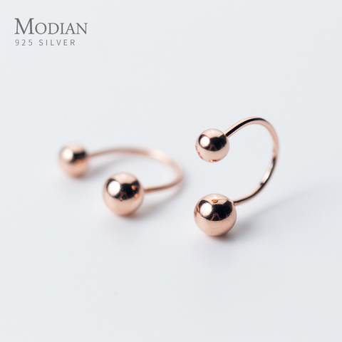 Modian-pendientes con Clips de cuentas de colores para mujer, Plata de Ley 925 auténtica de oro rosa, no necesita perforaciones, joyería fina de estilo coreano ► Foto 1/5