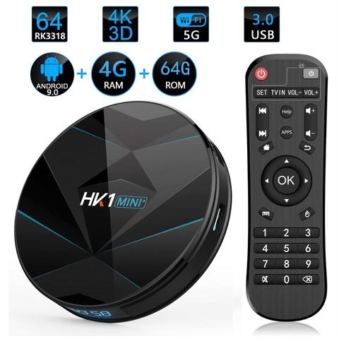 HK1 MINI PLUS Android 10 Dispositivo de TV inteligente RK3318 Quad Core 2,4G y 5G WIFI Set Top BOX reproductor de medios del HK1 MAX Google Voz PK H96MAX ► Foto 1/6