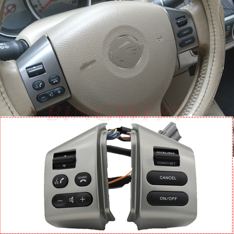 Botones de control para volante de SYLPHY, para Nissan LIVINA y TIIDA, un par con cables, botón plateado con retroiluminación ► Foto 1/6