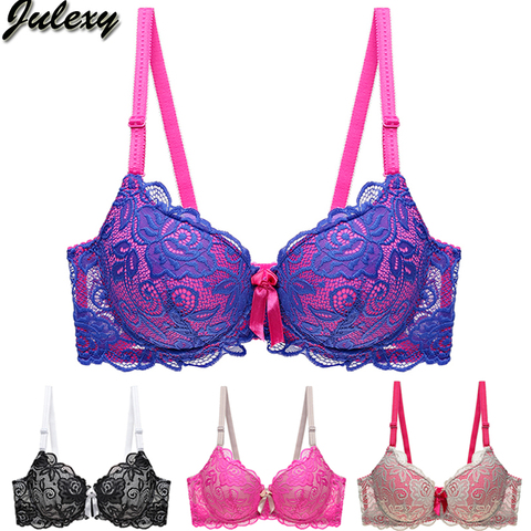 Julexy-sujetadores de encaje de talla grande para mujer, lencería Sexy, Super sostén push-up, Bralette con escote en V profundo B C, ropa interior ► Foto 1/6