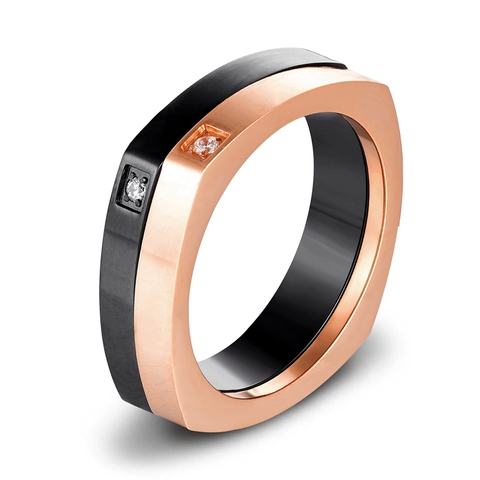 De acero inoxidable de doble capa de anillos para los hombres y las mujeres de lujo Zirconia cúbica elegante anillos fiesta boda banda pareja de moda de la joyería ► Foto 1/6