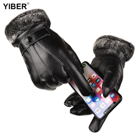 Guantes cálidos De cuero para Invierno, Guantes para conducción con pantalla táctil, para motocicleta, Snowboard, deportes al aire libre, ciclismo ► Foto 1/6