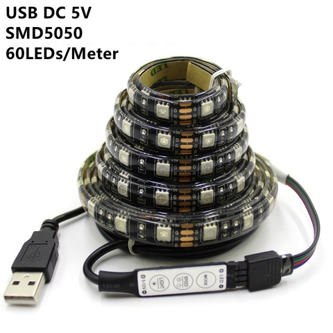 USB Lámpara de tira LED 5050SMD DC5V Flexible cinta de luz LED cinta 1M 2M 3M 4M 5M HDTV TV escritorio pantalla de luz iluminación Bias ► Foto 1/6