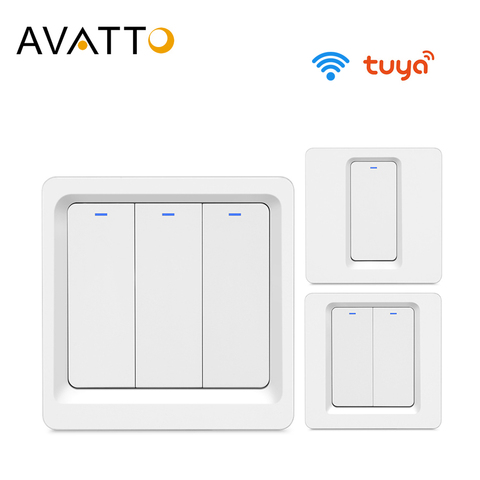 AVATTO-interruptor inteligente de pared con Wifi para el hogar, enchufe de pared inteligente con 1/2/3 entradas, funciona con Alexa y Google home, Tuya, EU ► Foto 1/6