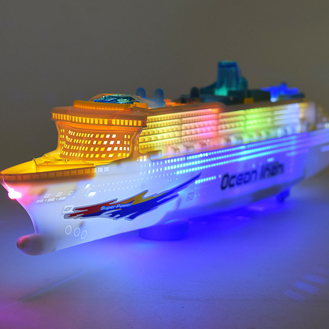 Barco eléctrico de juguete con luces LED intermitentes para niños, barco de crucero con revestimiento oceánico, luces LED intermitentes ► Foto 1/6