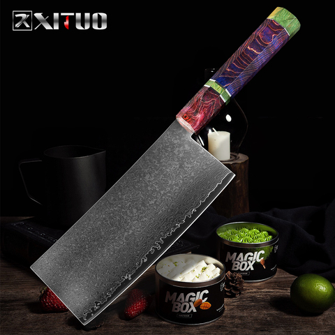 Cuchillo de cocina XITUO de acero de Damasco 67 capas cuchillo de Chef chino cuchillo de cuchilla afilada para pelar vegetales herramientas de cocina de Hotel para el hogar ► Foto 1/6