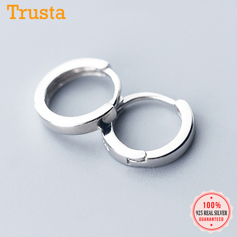 Trusta-pendientes de aro de Plata de Ley 925 con Clip para mujer, joyería para la oreja, Piercing, moda genuina, DA15 ► Foto 1/6