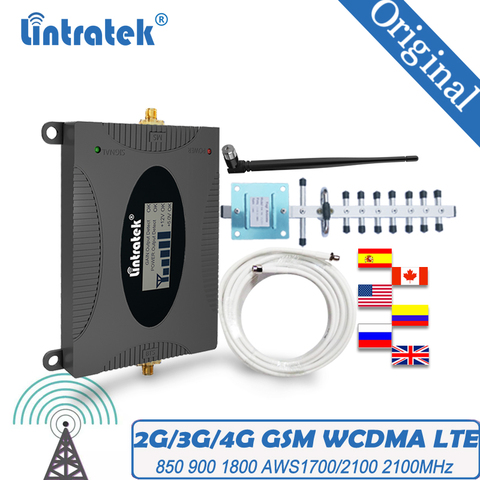 CDMA AWS 4G amplificador de señal GSM 2100 LTE 1800 2G 3G UMTS WCDMA 850, 900/1700/2100MHz de DCS teléfono celular repetidor ► Foto 1/6