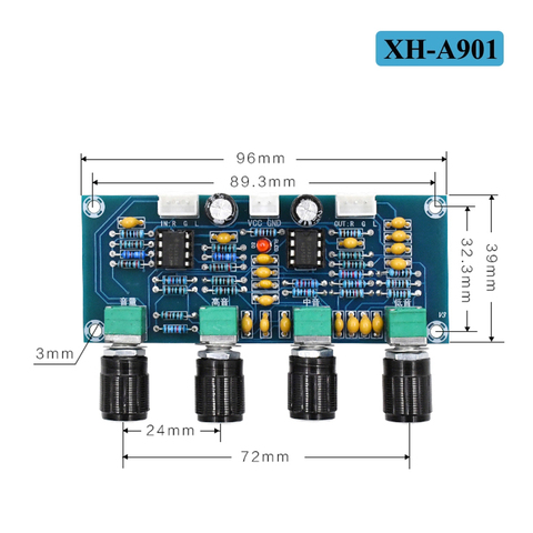 PREAMPLIFICADOR XH-A901 NE5532 con placa de control de tonos, preamplificador con ajuste de volumen de graves agudos, preamplificador de tono para placa amplificadora ► Foto 1/4