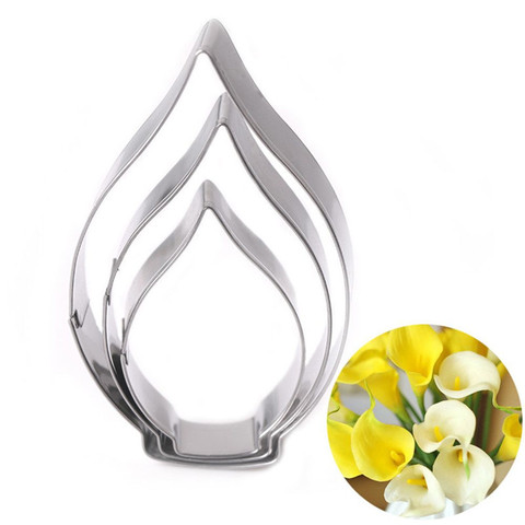 LINSBAYWU 3 unids/set Flor de Lirio de Cala forma Cookie Cutter molde familia molde para repostería de acero inoxidable pastel de azúcar decoración herramientas ► Foto 1/6