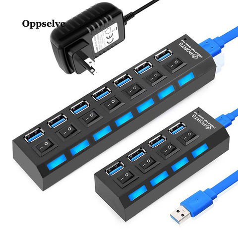 4 7 múltiples puertos USB 3,0 adaptador de puerto de alimentación USB Puerto extensor USB Hab USB C divisor para ordenador portátil Macbook Pro PC ON/OFF ► Foto 1/6