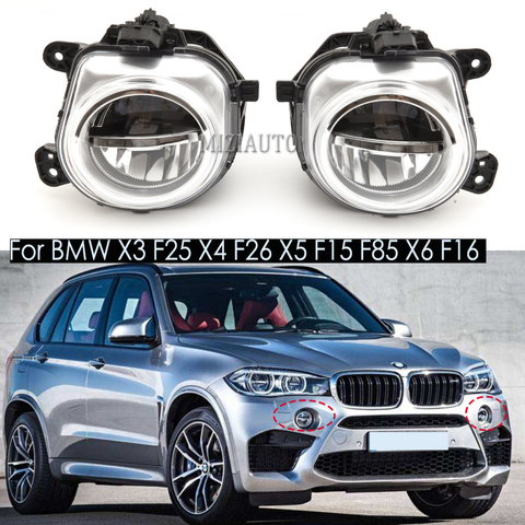 Luces antiniebla LED de coche para BMW X3 X4 F26 X5 F15 F85 X6 F16 2014-2016 frente faros antiniebla DRL Luz de niebla de la lámpara de la niebla, conjunto de Faros ► Foto 1/6