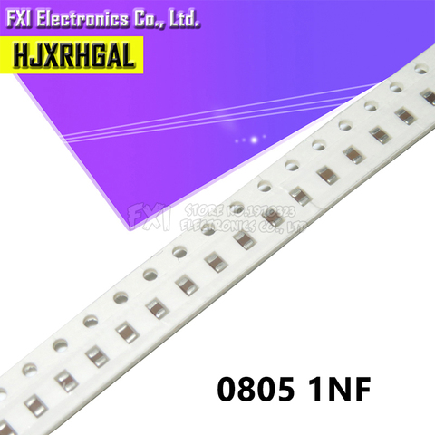 100 Uds 1nF X7R Error 10% 50V 0805 SMD 102 Chip de película gruesa condensador cerámica multicapa nuevo original ► Foto 1/2