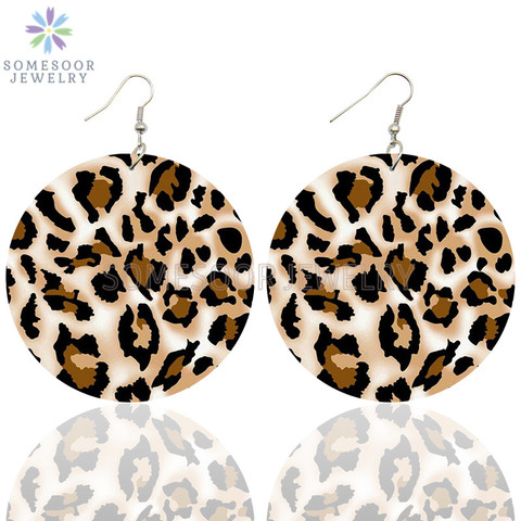 SOMESOOR-pendientes con diseño de leopardo para mujer, aretes de gota de madera africana, ambos lados, estampado bohemio, patrón de corazón colgante, regalos ► Foto 1/6