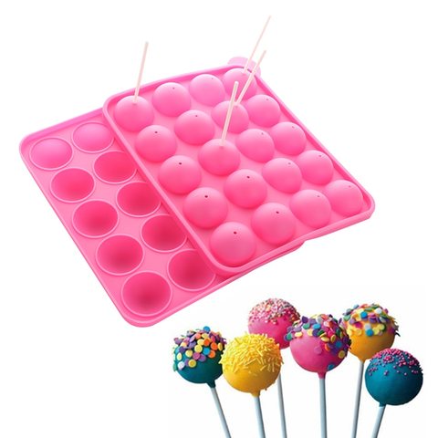 Molde para paletas de silicona, para dulces, Fondant, Cakepop, 20 bolas, para Chocolate, 20 palos, para panadería, bandeja artesanal, juego de moldes para hornear ► Foto 1/6