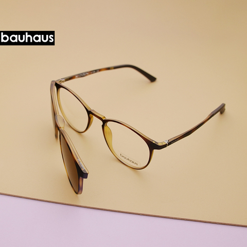 Bauhaus gafas magnéticas marco óptico borde completo prescripción gafas redondas Vintage miopía polarización gafas de sol Anti reflejo ► Foto 1/6