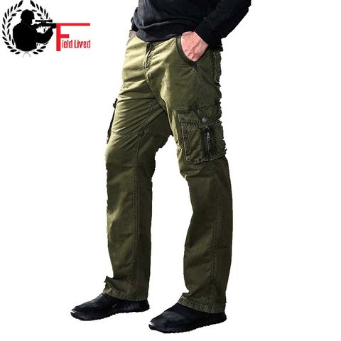 Pantalones militares de estilo militar para hombre, pantalón informal de combate, táctico, de algodón, holgado, con múltiples bolsillos, color gris y verde ► Foto 1/1