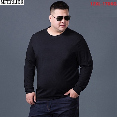 MFERLIER hombres camisetas de manga corta de verano plus tamaño grande camisetas de algodón 8XL 10XL 12XL casa camiseta azul marino camisetas 54 56 58 60 62 64 66 68 ► Foto 1/6