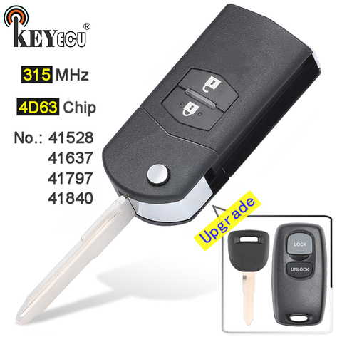 KEYECU-mando a distancia de 2 botones para Mazda 433 RX8 2 3 6 41521, 41601 MHz, 4D63, modelo No. 41803/ 41835/ 41847/626/323 ► Foto 1/6