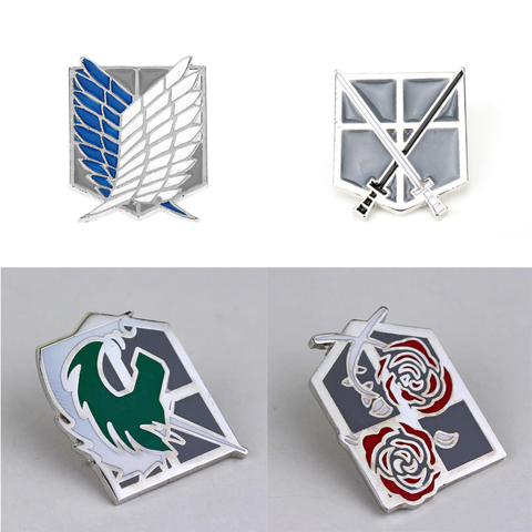 Prendedores grandes de la serie Anime Attack On Titan para hombre, Pin, insignia, joyería exquisita, punteras para cuello, broche de solapa ► Foto 1/6