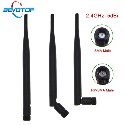 Antena aérea WIFI 5dBi de 2,4 GHz, conector macho SMA RP-SMA, antena wifi para antenas de enrutador inalámbrico + Cable IPEX de 15cm, 2 juegos por lote ► Foto 1/4