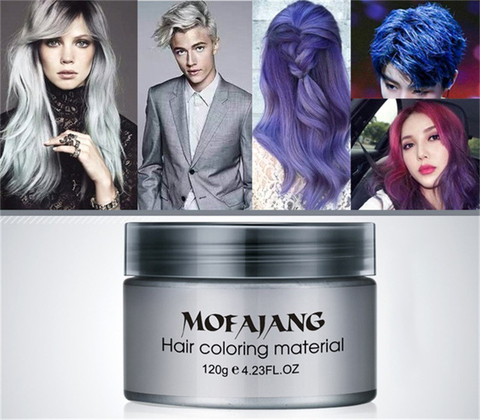 1 Uds Mofajang Color de pelo cera Pastel tinte de cabello Color azul pelo Color de la astilla de la pintura de lodo para colorear cera capilar para el cabello gel 7 colores ► Foto 1/6