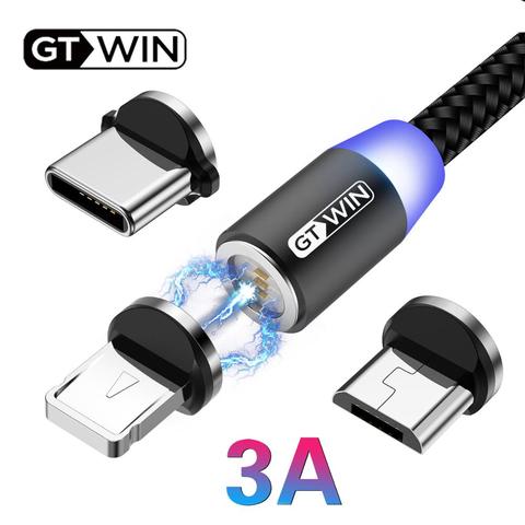 GTWIN-Cable microusb magnético 3A para iPhone y Xiaomi 10, Cable de carga rápida USB tipo C, cargador de teléfono móvil, Cable de datos ► Foto 1/6