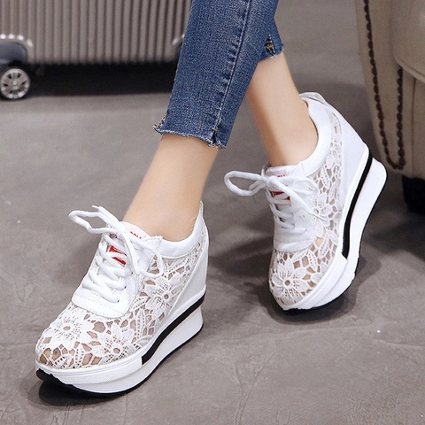 Zapatillas de mujer Zapatillas con plataforma casual zapatos de mujer 2022 cuñas zapatos de plataforma para mujer otoño malla transpirable zapatillas mujer zapatillas de plataforma zapatillas con cuña zapatillas de ► Foto 1/6