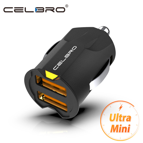 Mini cargador de coche de 2.1A con doble puerto USB, dispositivo de carga LED de corriente inteligente para Samsung Galaxy S20 Ultra Xiaomi Mi 10 Pro ► Foto 1/6