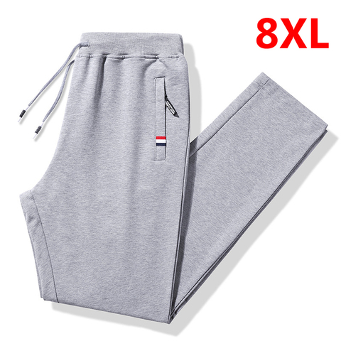 Pantalones de chándal de talla grande para hombre, pantalón informal a la moda, de talla grande 8XL, para correr, de algodón, Color sólido, elástico, HX486 ► Foto 1/5