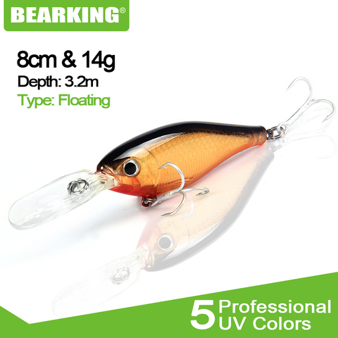 Bearking, excelente acción, 2017, Señuelos de Pesca minnow, cebos duros profesionales de calidad para Sábalo, 8cm/14g, modelo novedoso, crankbait ► Foto 1/6