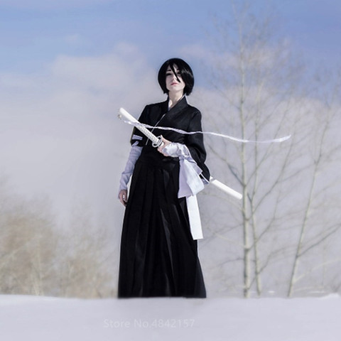 Anime lejía Kurosaki Ichigo Cosplay disfraz de túnica vestido de Halloween Oriental tradicional japonés Kimono uniforme capa abrigo ► Foto 1/6