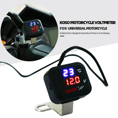 KOSO-indicador voltímetro indefinido para motocicleta, pantalla de voltaje de temperatura con carga USB para Vespa TMAX XMAX ► Foto 1/6