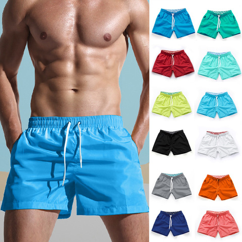 Pantalones cortos de secado rápido con bolsillo para hombre, bañadores, ropa de playa, Boxer de Surf, Brie ► Foto 1/6