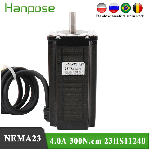 1 Uds NEMA23 Motor paso a paso 23HS11240 4-plomo 4.0A 300N.CM 57 Motor de serie de pasos para 3D impresora de grabado CNC de la máquina de fresado ► Foto 1/1