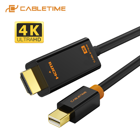 CABLETIME Cable-Mini Displayport a HDMI, adaptador de puerto de pantalla Thunderbolt 2, 4K/HD, para MacBook Air Mini DP a HDMI C054 ► Foto 1/6