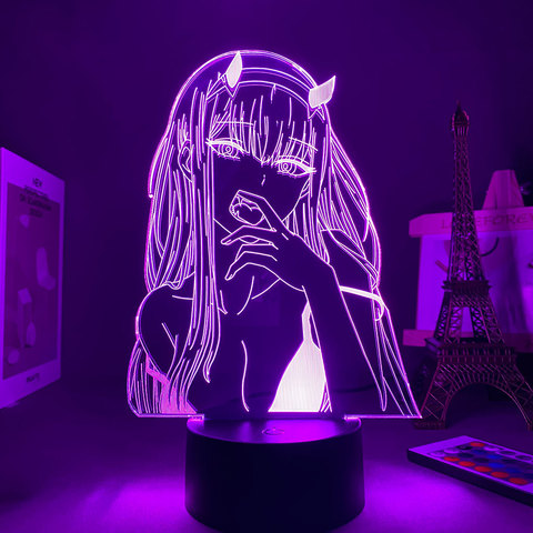 Lámpara led de mesa de Anime DARLING In The FRANXX zero two, luz nocturna 3D colorida con control remoto, táctil, usb, nueva ► Foto 1/6