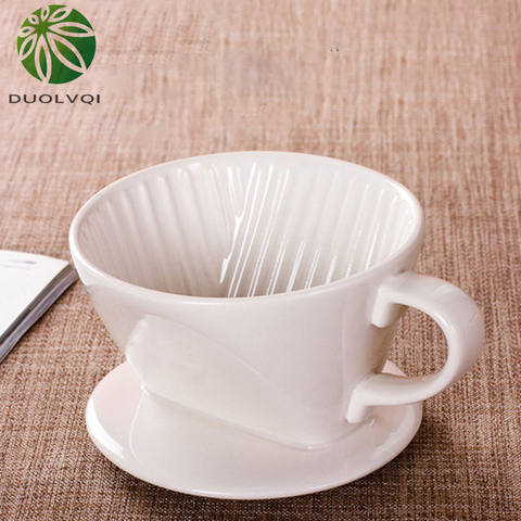 Duolvqi filtrante-taza de café reutilizable, filtro de goteo de café hecho a mano, embudo de filtro de café de cerámica, accesorios de café duraderos ► Foto 1/6