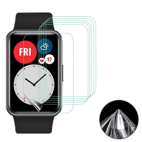 5pcs TPU transparente, blando película protectora para Huawei Watch Fit /Honor Smart Watch ES cubierta protectora de pantalla completa protección Smartwatch ► Foto 1/6