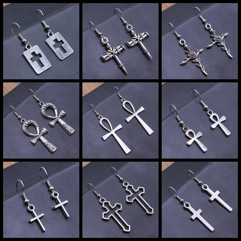 Pendientes de Cruz egipcia ANJ Vintage para mujer, aretes colgantes, diseño hecho a mano, joyería, regalo ► Foto 1/1