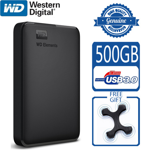 WD Elements-disco duro externo portátil de 500GB Dispositivo de almacenamiento SATA de capacidad HD HDD, USB 3,0, Original para ordenador, PC, PS4 y TV ► Foto 1/6