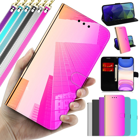 Funda de teléfono con Tapa de cuero para iPhone, carcasa de lujo con espejo 3D para iPhone 6 6S 7 8 Plus X XS XR 11 Pro Max SE 2022 brillante ► Foto 1/6