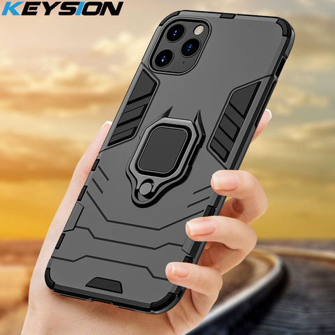 KEYSION-funda armadura a prueba de golpes para iPhone, funda trasera a prueba de golpes para iPhone 11 Pro 11 Pro Max 11 Pro Max 11 SE 2022 Xs Max 5 6S 7 8 Plus XR ► Foto 1/6