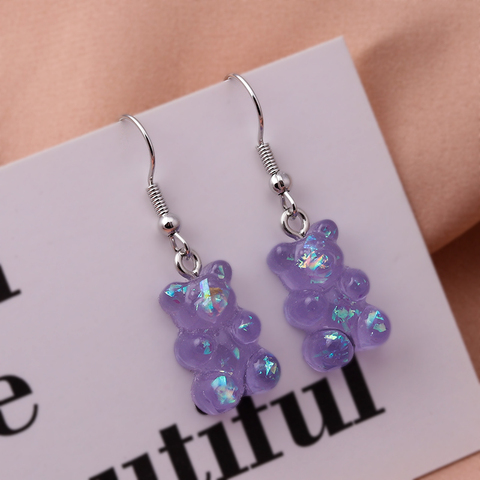 Pendientes colgantes de oso de goma de resina para mujer y niña, aretes de oso de dibujos animados DIY, joyería creativa, regalos ► Foto 1/6