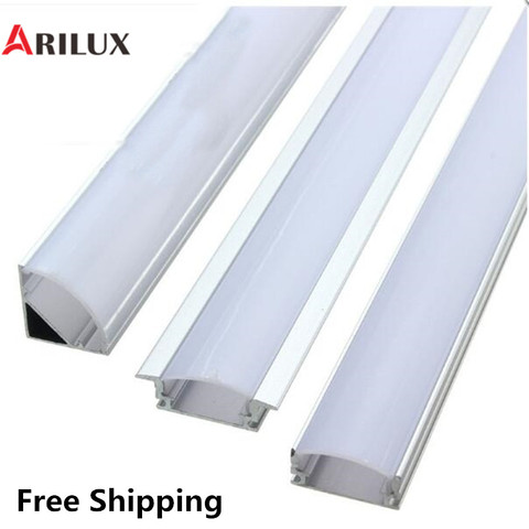 ARILUX-Barra de luz LED de aluminio, soporte de canal de 50cm, 1,8 cm de ancho, tres estilos, para debajo de armario, lámpara de cocina, 1x 5X 10X V U YW ► Foto 1/6