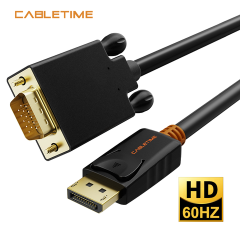 Cable DisplayPort a VGA Cable DP a VGA convertidor Displayport VGA Cable dorado para Macbook proyector portátil Camara HDTV N041 ► Foto 1/6