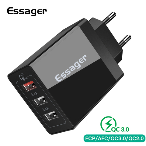 Essager cargador USB QC3.0 30 W de carga rápida 3,0 cargador de pared para iPhone Xiaomi Samsung cargador de teléfono móvil adaptador ► Foto 1/6