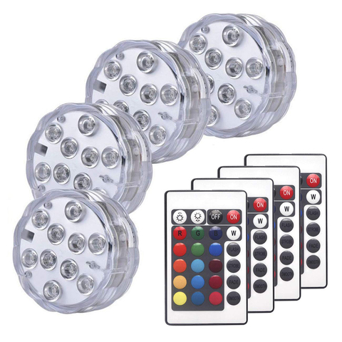 10 Led RGB luz sumergible bajo el agua LED de luz de la noche Luz de piscina al aire libre florero tanque de peces de estanque Disco de fiesta de boda ► Foto 1/6