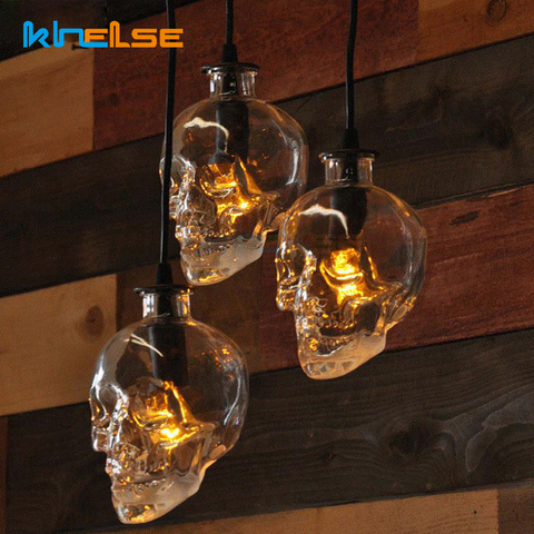 Lámpara colgante de cristal transparente para interiores, luz LED G9 Edison con cabeza de Calavera, Estilo Vintage, para dormitorio, sala de estar, vacaciones, Halloween ► Foto 1/6